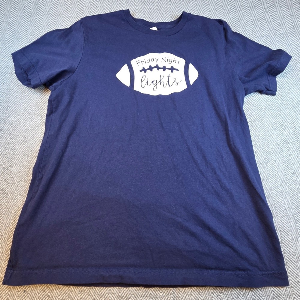 Bella Canvas Friday Night Lights Football Graphic Tee Navy Blue Large